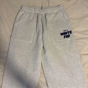 White Fox Boutique Gray Sweatpants with Blue Logo